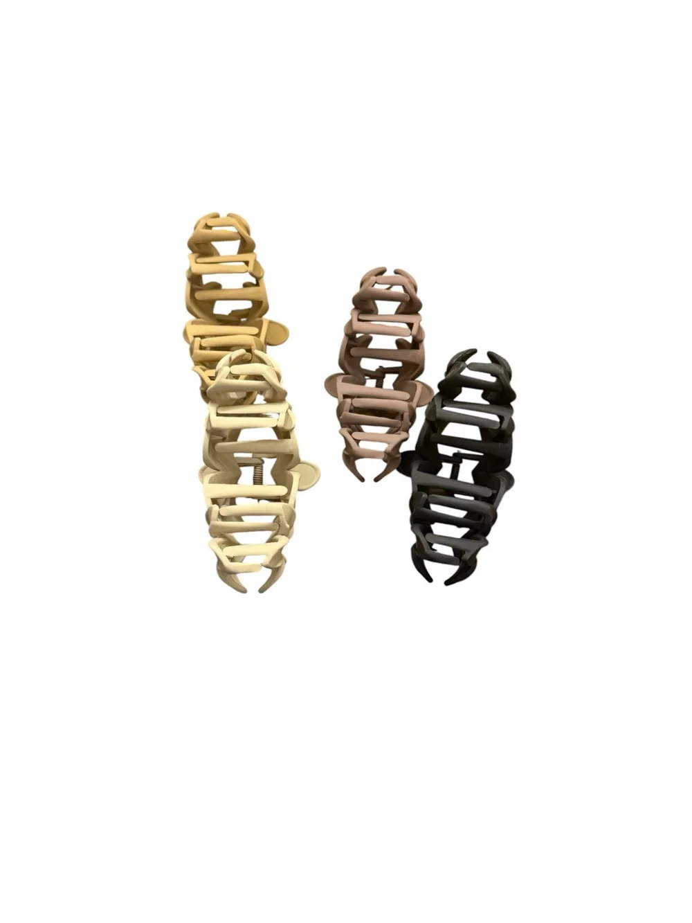 Set of 4 floral Hair Clips - ivory, tan, black, brown